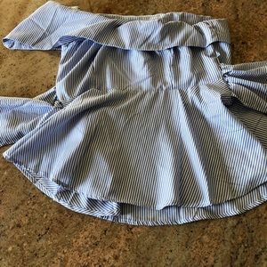 Pinstripe one shoulder shirt